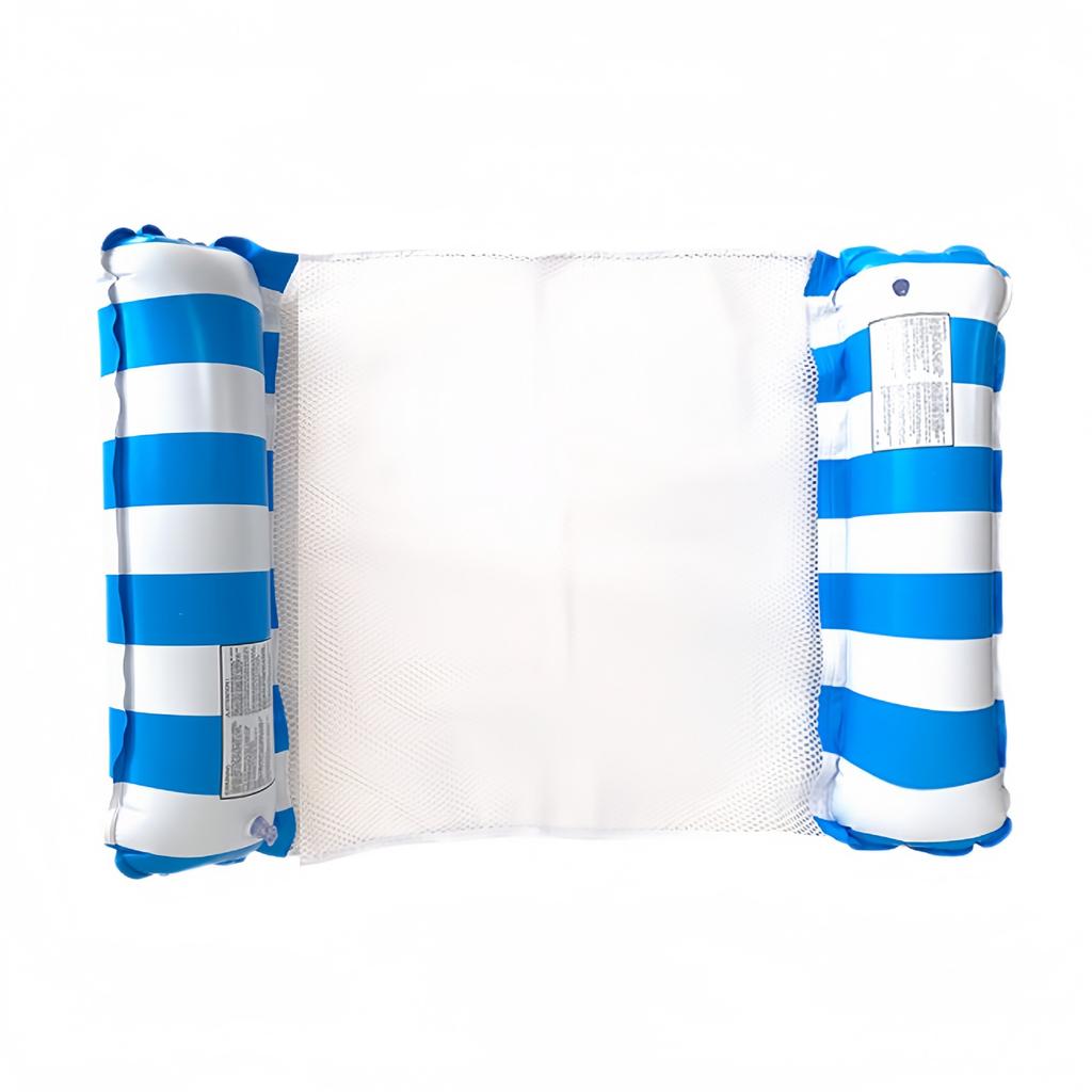 Inflatable Floating Lounger Chair, Foldable Backrest Striped Water Hammock for Adults, Portable Swimming Pool Beach Lounge Bed