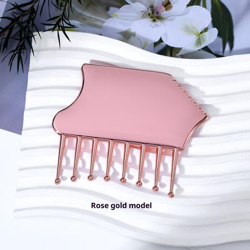 

Portable Zinc Alloy Scalp Massager, Guasha Scraping Tool For Head, Neck, Shoulders, Legs & Arms For Soothing Relief рожевий колір золота