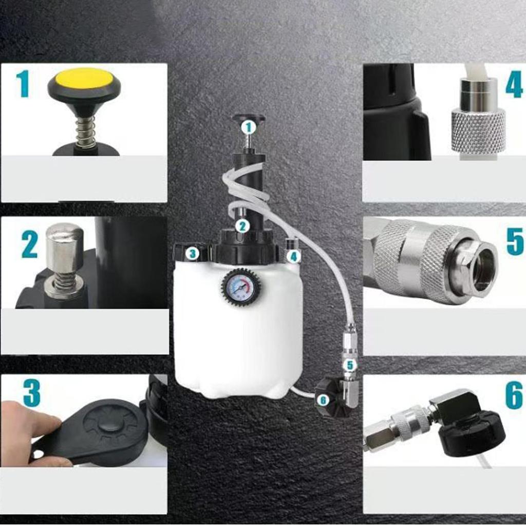 Auto Manuelles Bremsflüssigkeitsentlüftungsset 3L Vakuum Bremsdruckflüssigkeitspumpe Wechselflasche Fahrzeugwartungswerkzeug Motive Power Bleed