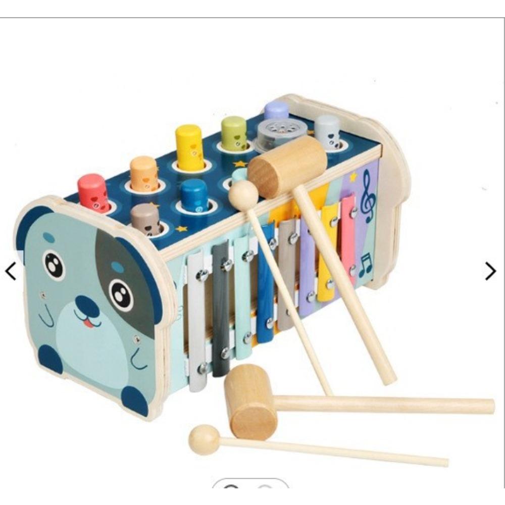Children's wooden cartoon whack-a-mole percussion piling table Boys and girls percussion table Early education educational wooden toys