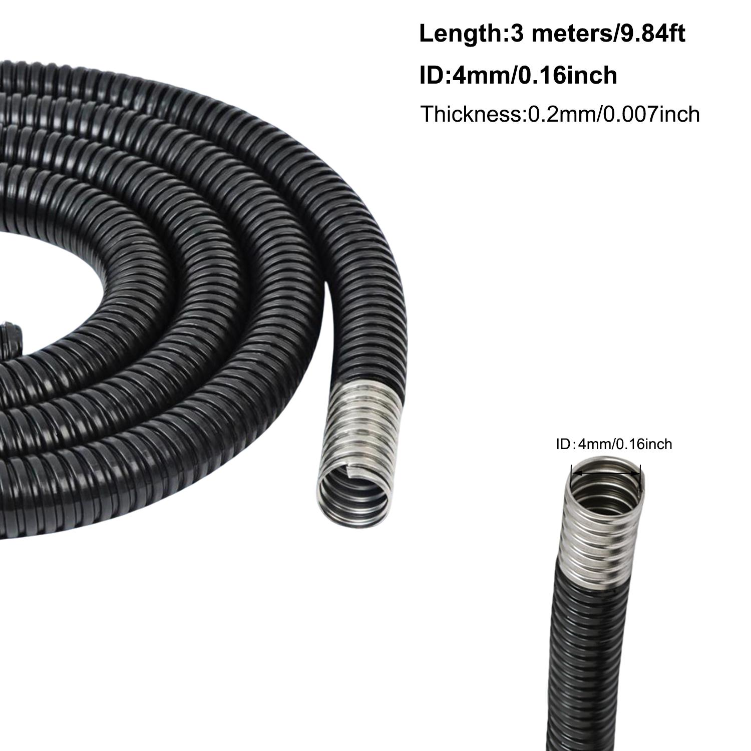 

3Meter Waterproof Plastic Coated Metal Hose 4-20mm Threaded Corrugated Conduit for Cable Wire Harness Protection