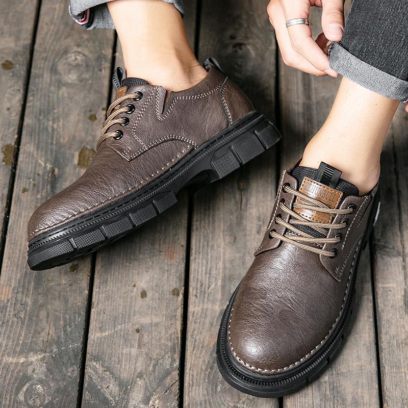 Designer Brand Men's Oxford Shoes Thick Soled Wear-resistant Workwear Shoes Retro Trendy Men's Business Leather Shoes