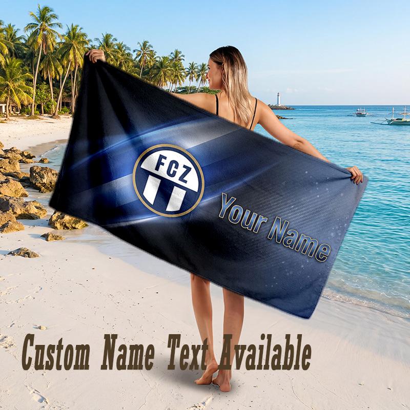 FC Zürich Design Beach Towel Custom Text Large Towel for Beach Vacation