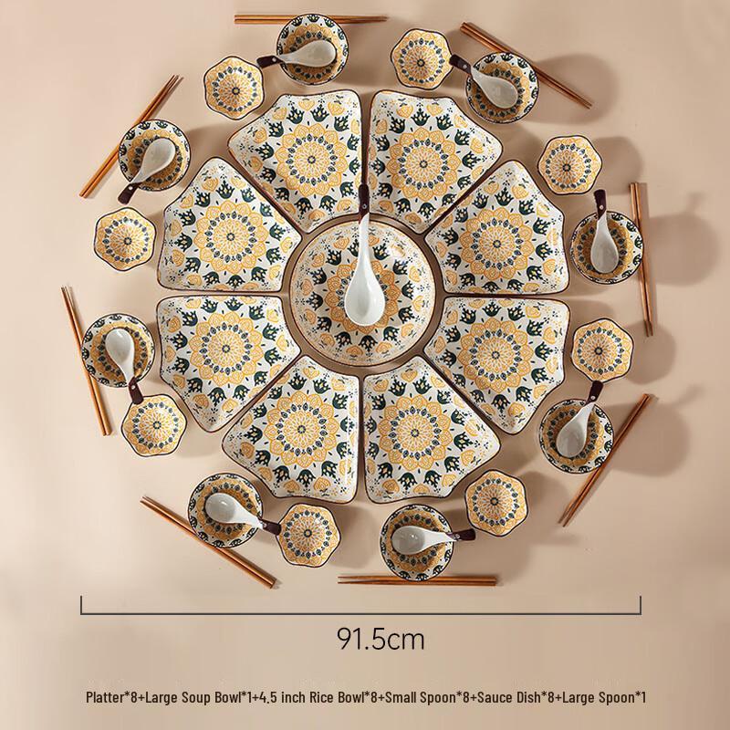 NaJiang Trendy Ceramic Sectioned Platter Dinnerware Set