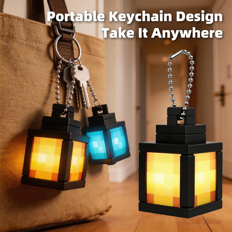 Pixel Style Lantern Night Creative Mc Game Peripheral Backpack Pendant Rechargeable Night Light Bedroom Ornament Office Toys