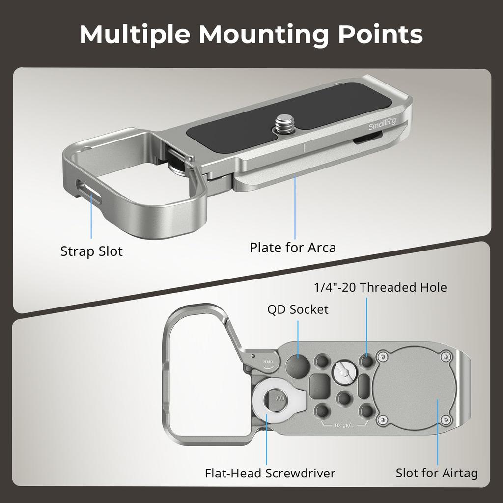 SmallRig A7C Camera Base Plate with AirTag Slot Quick Release Plate for Sony Alpha 7C 7CR 5482 II/A7CR Slots, Built-in Arca/QD Socket/Strap II/Alpha