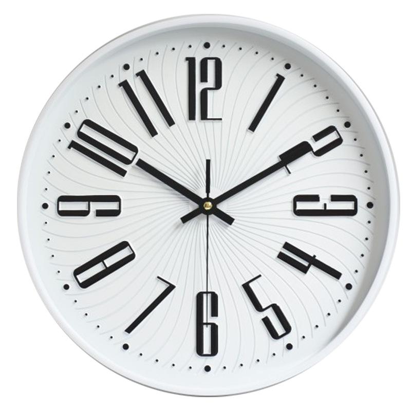 Living Room Wall Clock Quartz Clock 3D Three-dimensional Digital Scale Plastic Wall Clock European Silent Wall Clock 12 Inches 30CM