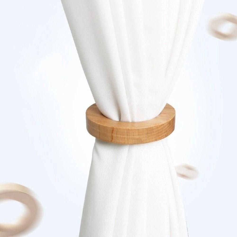 Wood Window Screen Ring Magnetic Clip Curtain Tieback Creative Curtain Tie  Hanging Clothes