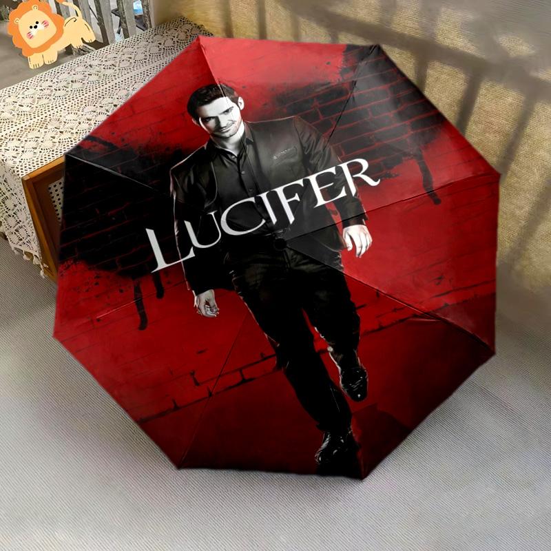 Supernatural Shadows Light Folding Umbrella Suitable for All Seasons 8 Paraphenoid Bones Printing Light Three Folds