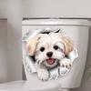 Cute Broken Hole Puppy Toilet Cover Sticker Creative Self-adhesive PVC Decal for The Bathroom Animal Dog Removable Home Decor