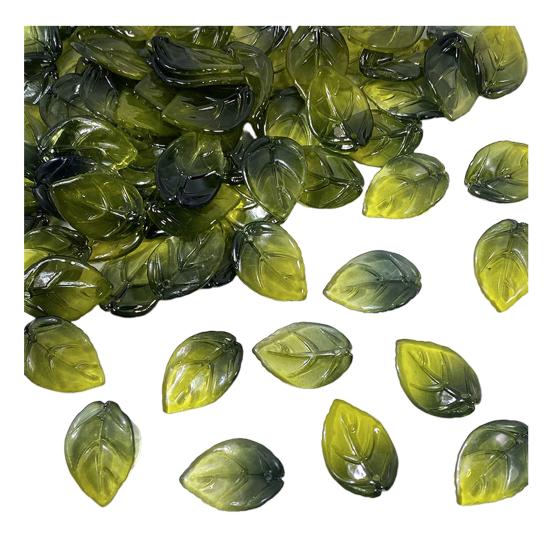 50Pcs Glass Camellia Tea Pendant 26 x 18mm Leaf Size DIY Jewelry Making Beads Set for Necklaces Bracelets Earrings
