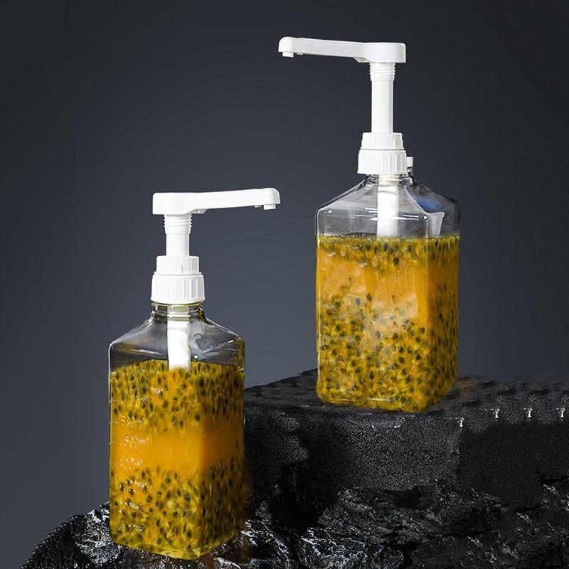 With Hydraulic Pump Nozzle Head Kitchen Honey Jar Container Home 1600Ml Liquid Dispenser With Scale Coffee Syrup Bee Drip Bottle
