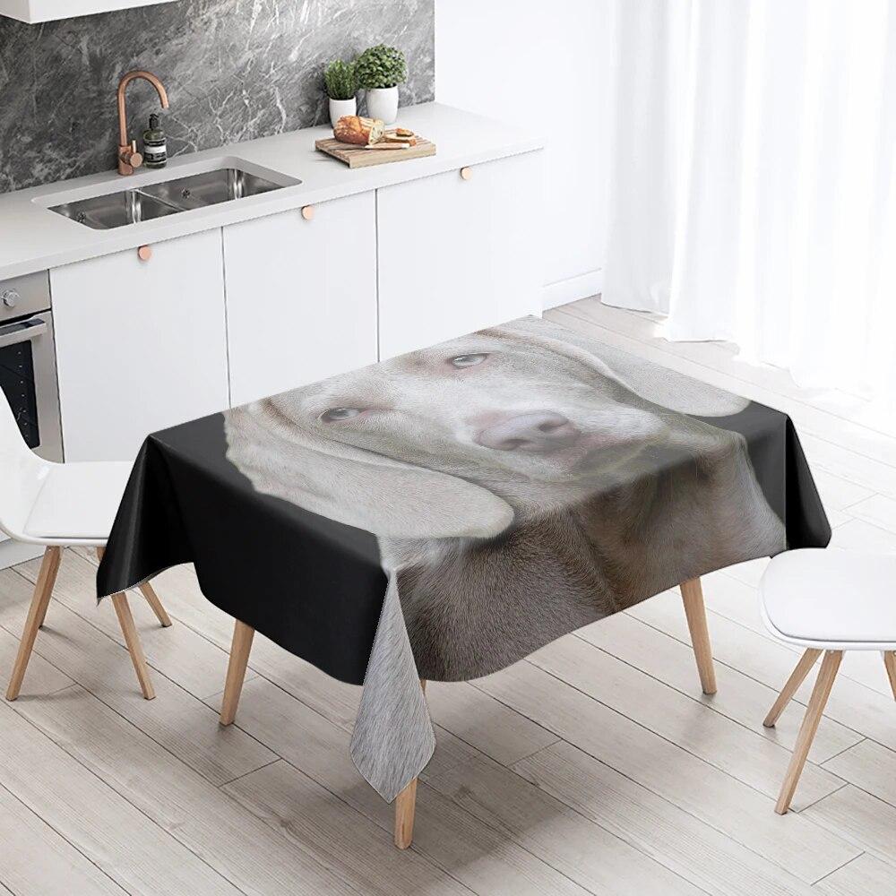 Cute Puppy Tablecloth Camping Party  Anti-Stain Waterproof Rectangular Kitchen Table Home Decor
