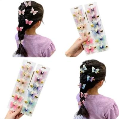 2pcs/set Colorful Chiffon Artificial Butterfly Hair Clips For Girls Lovely Hair Accessories Sweet Hair Ornament Hairpin Barrette