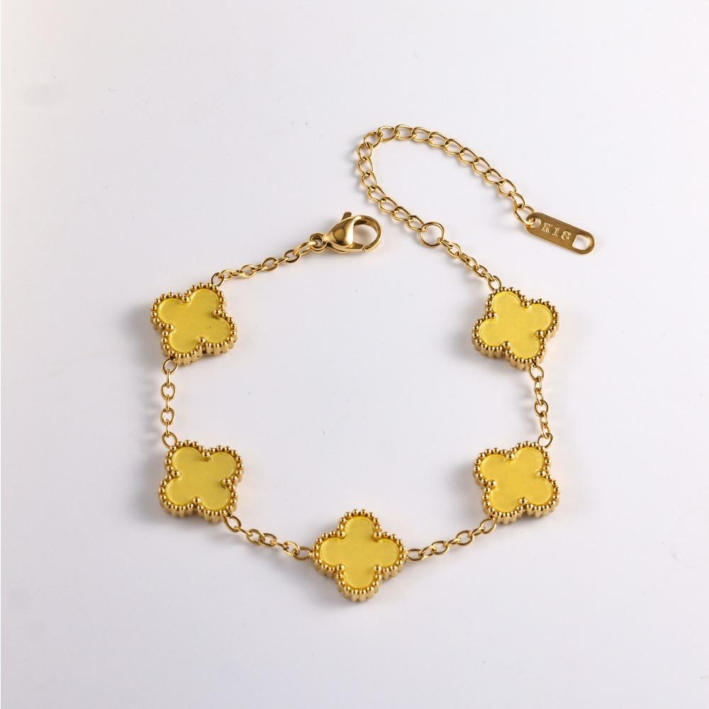 Bracelet Trèfle à Quatre Feuilles 13mm Bracelet Classique Cinq Fleurs Inaltérable