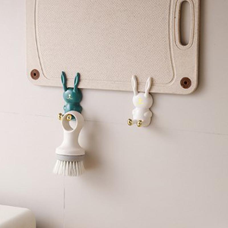 Roztomilý držák na zubní kartáčky ve tvaru králíčka, bez nutnosti vrtání, police na zubní kartáčky, silný samolepicí nástěnný háček, multifunkční držák na napájecí zástrčky, věšák