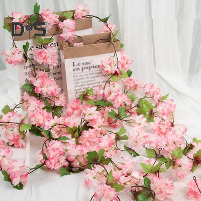 Exquisite Faux Silk Flowers Realistic Sakura Beautiful DIY Cherry Blossom Rattan Home Decor