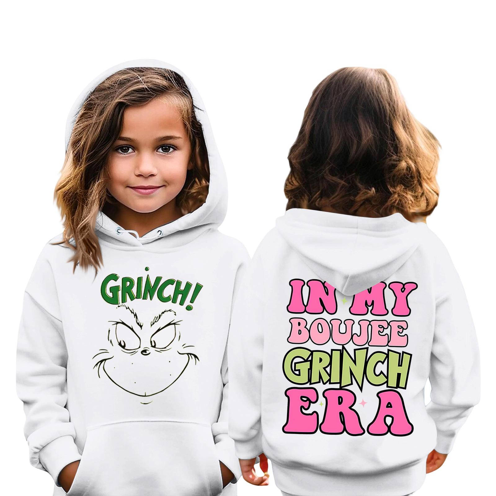 

Рождественская детская толстовка с длинным рукавом, легкая повседневная толстовка с капюшоном, свободная, удобная детская толстовка 160 белый