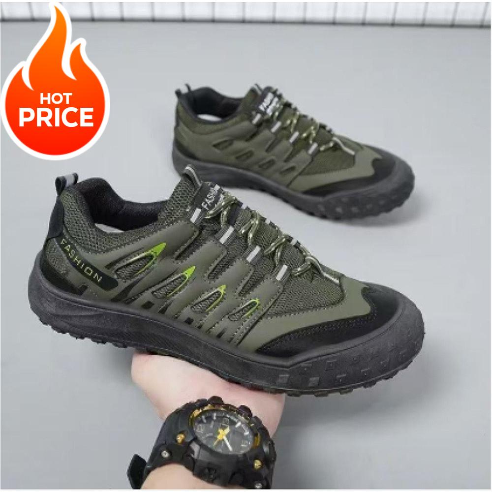 2025 New Men's Casual Sport Shoes Autumn Breathable Leather Mesh Splicing Lightweight Work Shoes Trendy Climbing Shoes