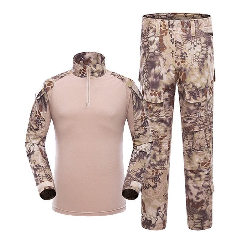 Herren Taktisches Camouflage Kampfanzug Set Langarm Militärstil Outdoor Trainingsanzug