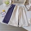 Girls' Korean Style Winter Wide-Leg Lace Pants - Thick & Stylish BWB039