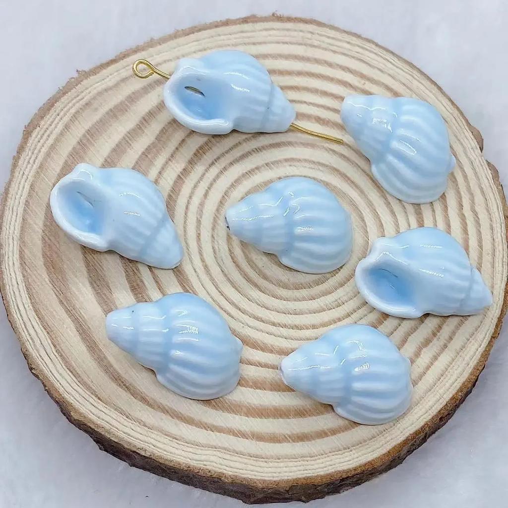 DW43 10Pcs Fashion Conch Shape Good-looking Ceramic Porcelain Beads DIY Handmade Pendant Bracelet Necklace Accessories Jewelry