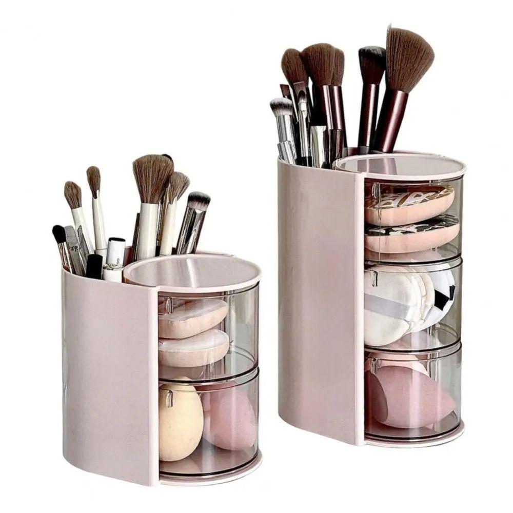 3-Layer Makeup Brush Holder Large Capacity Cosmetic Storage Box Jewelry Organizer Box  Beauty Egg