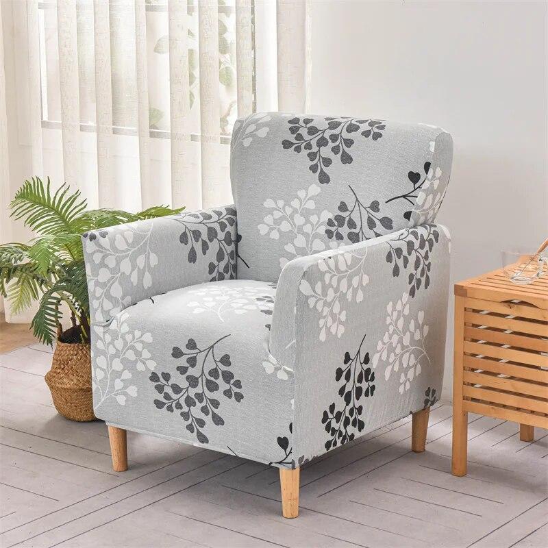 Tub Chair Cover Soft Spandex Printed Club Armchair Slipcovers for Living Room Elastic Single Sofa Covers Home Bar Counter Hotel