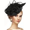 Elegant Black Mesh & Feather Fascinator Hat for Women - Chic Updo Accessory with Bow Detail, Perfect for Weddings, Parties, and Formal Events