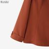 ZANZEA Women Casual Turn Down Collar Long Sleeve Thin Cardigan Blazer