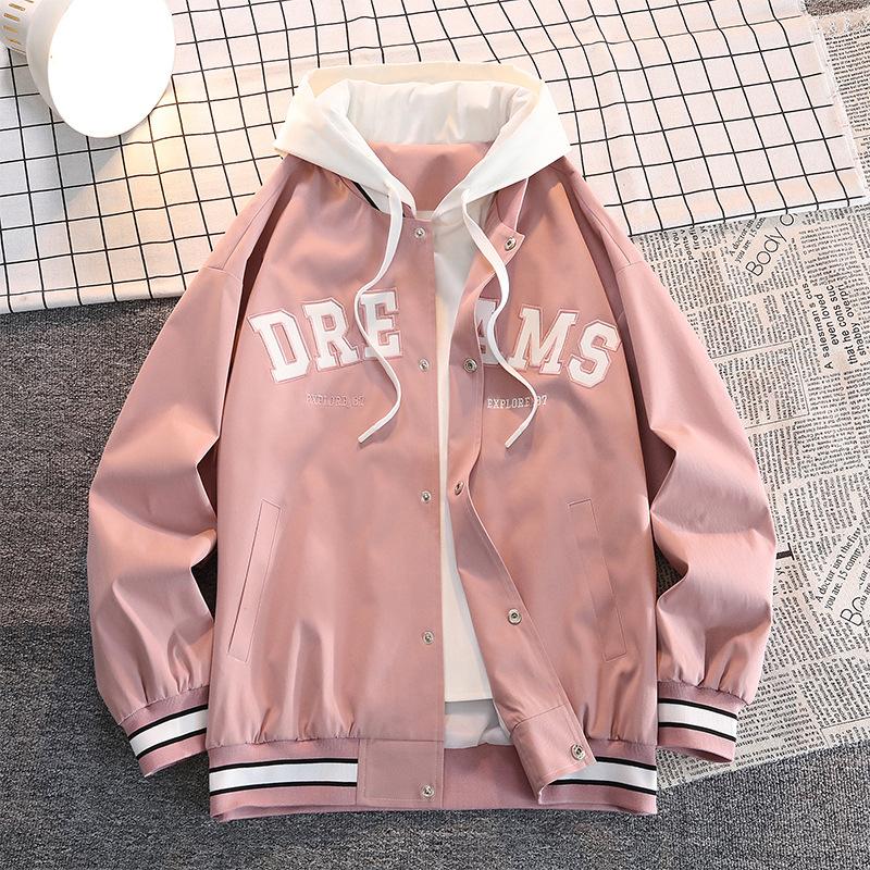 Jacket Men's Spring and Autumn New Contrasting Fake Two-piece Jacket Men's Trend Brand Loose Casual Teen Top