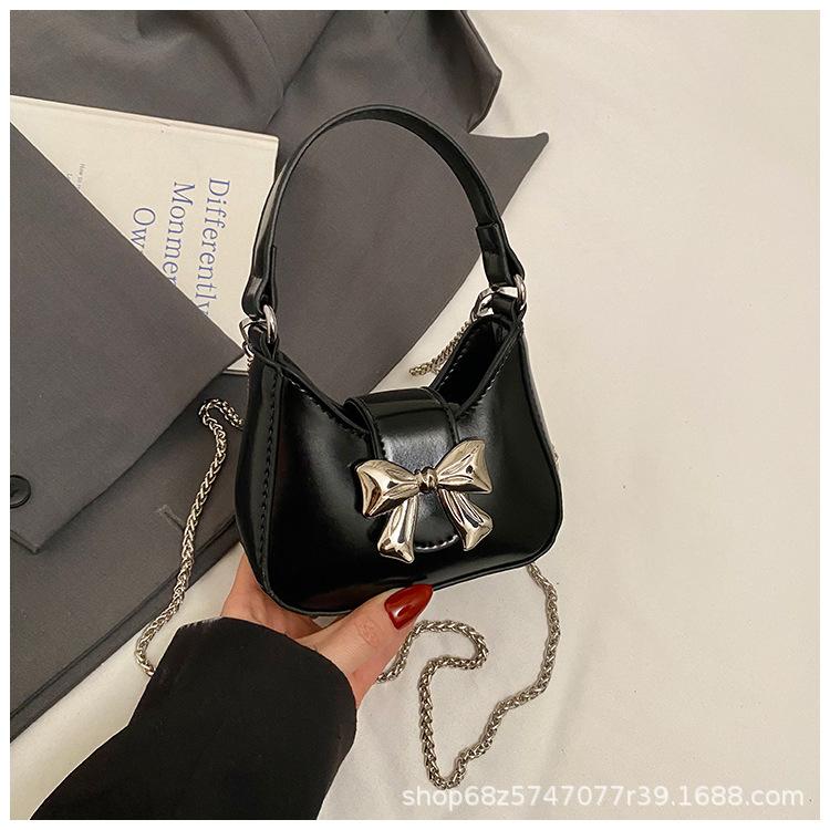 Foreign style mini small bag women 2025 new Korean version versatile bow portable shoulder crossbody small bag mouth red envelope