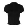 Europe and the United States hot-selling women's clothing summer new fashion slim-fit cardigan breasted sexy navel short-sleeved T-shirt wholesale
