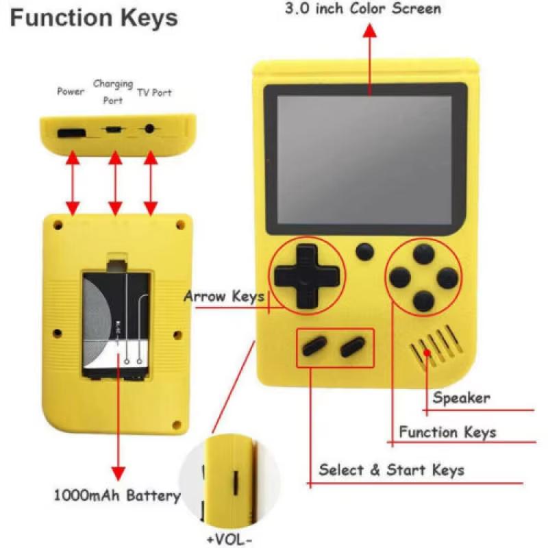 Built-in 500+ Classic Arcade Retro Games Console for TV 5 Inch Video Game Handheld Game Player for Game Boy Two Player Games