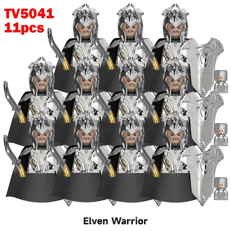 11pcs Medieval Elf Figures Orc Army Soldiers Vargr Raider Knights Building Blocks Bricks DIY Assemble War Toy Gifts for Kids Boy