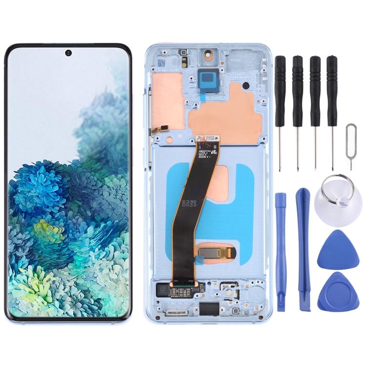 Originaal Dynamic AMOLED materjalist LCD ekraan ja puutepaneel täielik komplekt koos raamiga Galaxy S20 4G SM-G980 jaoks