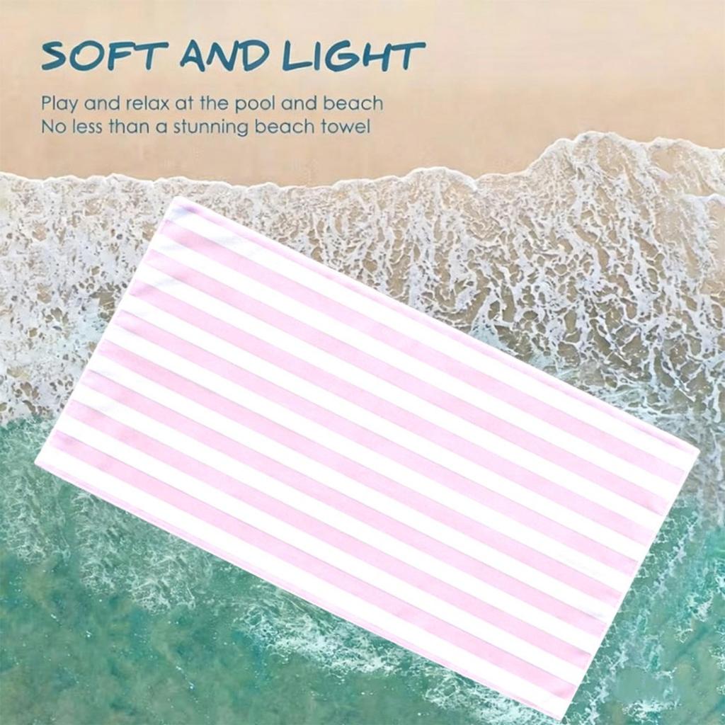 Serviette de Plage Surdimensionnée à Rayures Roses Motif Protection Solaire et Coupe-Vent Convient pour Piscine Camping Voyage Couverture