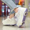 29-40 Boy's Rotating Button Four Wheel Skate Roller Shoes Roller Skating Removable Student Skating Shoes Kid Shoes with Wheels