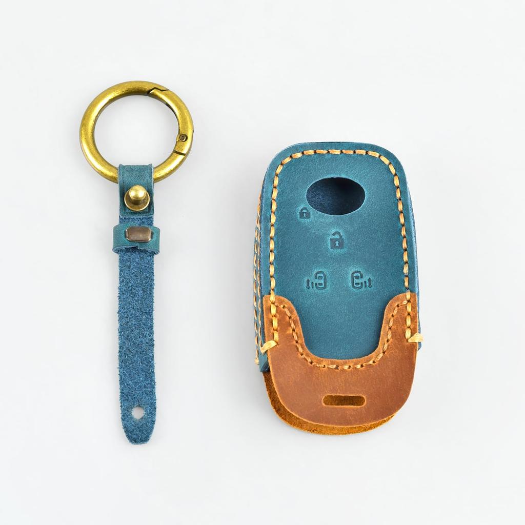 OFFCURVE Genuine Leather Smart Key Case for Daihatsu and and Protective Cover Toyota, 4-Button Compatible, Non-Slip, Stain-Resistant,