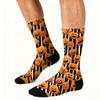 Unisex Breathable Mid-Calf Socks Halloween Pumpkin Pattern Comfortable Stretch Fit Athletic Socks for Everyday Wear
