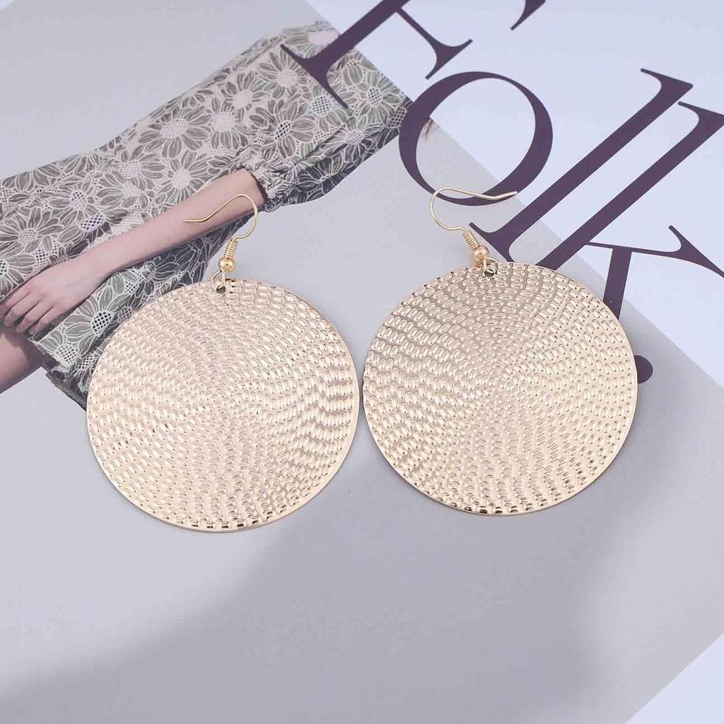 Boho Texture Disc Earrings Gold Disc Coin Earrings Vintage Disc Drop Earrings Hammered Round Circle Dangle Earrings Jewelry for Women