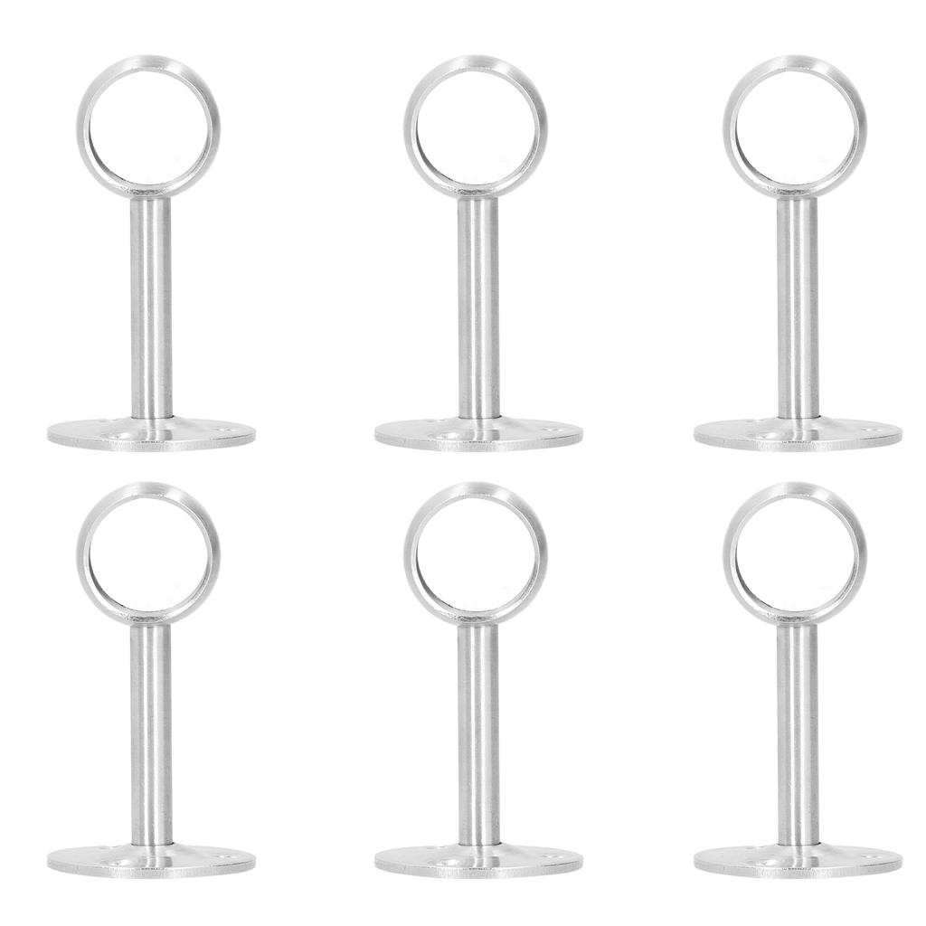 6Pcs Flanged Socket Stainless Steel Curtain Rod Brackets Wardrobe Pole Holder Hardware Fitting(22 AllPass )