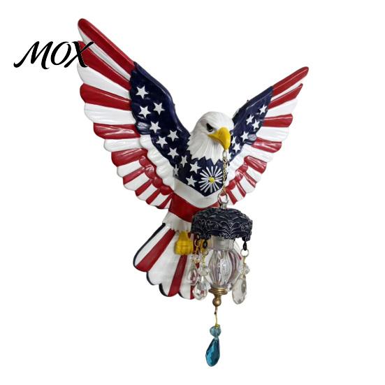 American Theme Holiday Gift Patriotic Bald Eagle Wall Sconce Light, 3D Relief Sculpture Mount Lamp, Vintage Style Lighting Flag Design with Warm Light