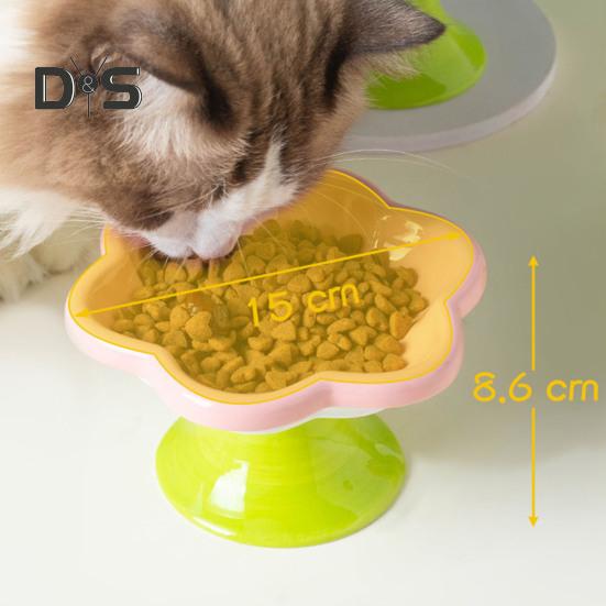 Ceramic Raised Cat Bowls Flower Design Elevated Cat Food Water Bowl Small Cat Feeding Dish for Cats Small Dogs