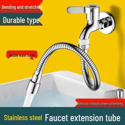 Anti-Splash Faucet Extender with Universal Swivel Nozzle - Stainless Steel Tube