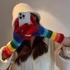 Korean New Rainbow Gloves for Women In Winter Warm Wool Half Finger Gloves American Street Fashion Versatile Cycling Trend