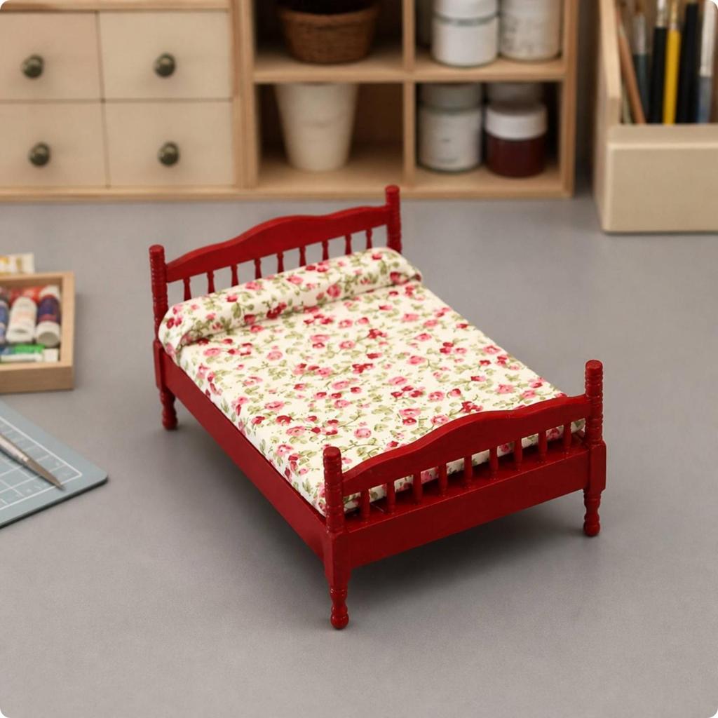 1:12 Scale Dollhouse Four-Post Bed Detailed Diorama Supply Versatile