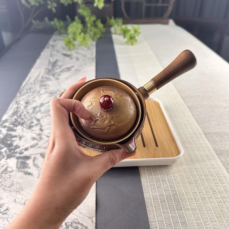 6pcs Premium Tea Set Include Teapot Teacup Tea Tray And Portable Bag Suitable For Family Gathering RV Travel Outdoor Camping Holiday Gift Birthday New