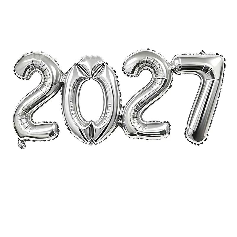2027 Conjoined Foil Balloons Multicolor Number Design for New Year Party Graduation Ceremony Decoration