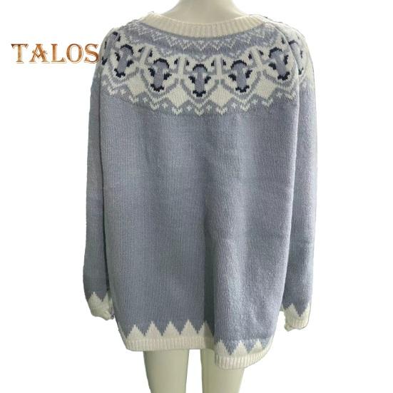 Pullover für Damen, Rundhalsausschnitt, Langarm, Patchwork, farbige Strickoberteile, lockere Passform, elastische, warme Strickwaren für den Alltag